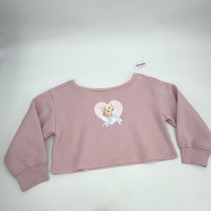 Old Navy Sweatshirt Girls M 8 Kids Boatneck Kids Cat Graphic Loose Fit New